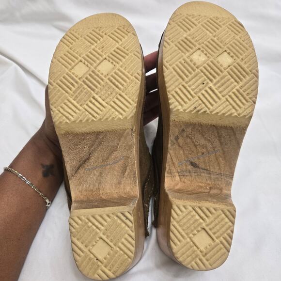 NEW Sven VintageY2K Brown Suede Heeled Slip On Swedish Mule Wooden Clogs 7.5 - Picture 11 of 12